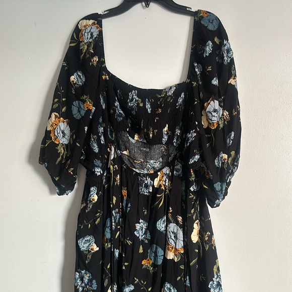 Maurice’s Black Blue Orange Green Floral Midi Dress Plus Size 2X / NWOT - Picture 4 of 5